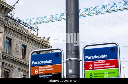 Der Hauptsitz der Schweizer Grossbank Credit Suisse beim Zürcher Paradeplatz im Stadtkreis 1 in der Stadt Zürich. (Zürich, Schweiz, 18.03.2023) Foto Stock