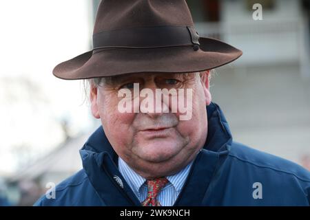 L'allenatore Noel Meade, nella foto, dopo che Helvic Dream ha vinto l'ostacolo Navan Ford & Opel Maiden all'ippodromo Navan di County Meath, Irlanda. Data foto: Domenica 11 febbraio 2024. Foto Stock