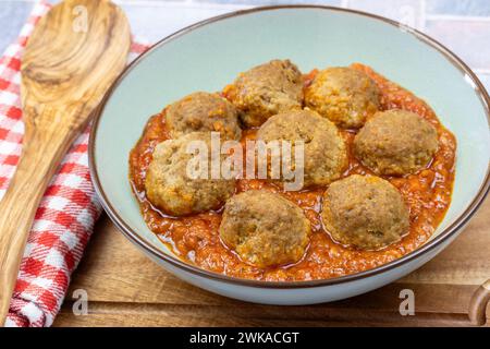 polpette in salsa di pomodoro, primo piano Foto Stock