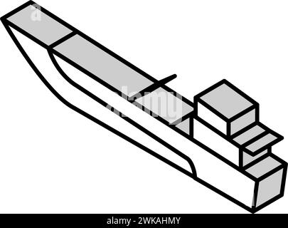 illustrazione vettoriale dell'icona isometrica dell'imbarcazione a reazione Illustrazione Vettoriale