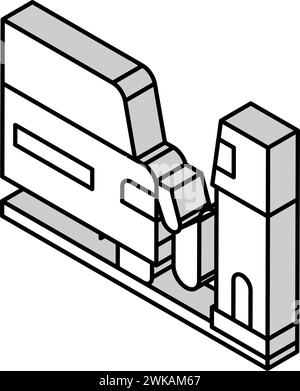 rifornire di carburante il veicolo attraverso l'icona isometrica dell'applicazione del telefono Illustrazione Vettoriale