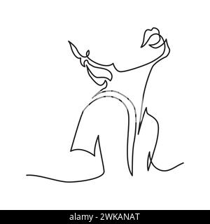 Linea continua o disegno di una linea di una silhouette femminile. Illustrazione Vettoriale