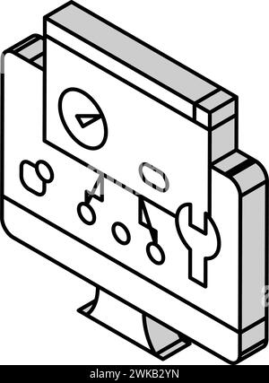 illustrazione vettoriale dell'icona isometrica del programma plugin Illustrazione Vettoriale