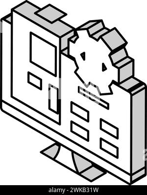 illustrazione vettoriale dell'icona isometrica del software integrato Illustrazione Vettoriale