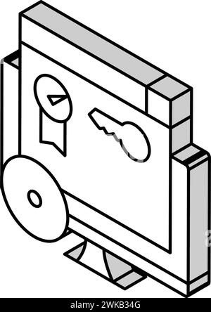 illustrazione vettoriale dell'icona isometrica del software di licenza Illustrazione Vettoriale