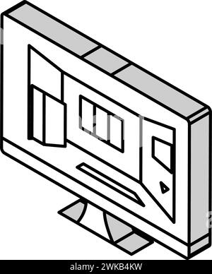 illustrazione vettoriale dell'icona isometrica di visualizzazione interna 3d. Illustrazione Vettoriale