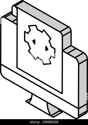 illustrazione vettoriale dell'icona isometrica del codice script Illustrazione Vettoriale