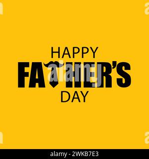 Illustrazione del modello vettoriale della festa del papà con cravatta sulle parole Papà, disegno del banner del biglietto di auguri della festa del papà. Logo di papà lettering. Illustrazione Vettoriale