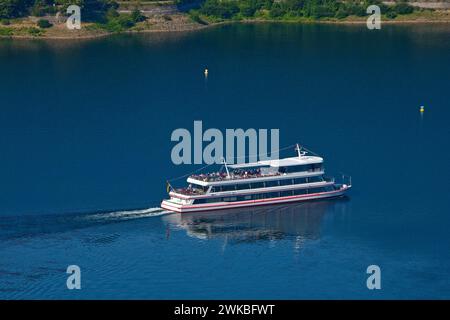 Escursione in barca Edersee Star sul lago Edersee, Germania, Assia, Parco Nazionale di Kellerwald, Edertal Foto Stock