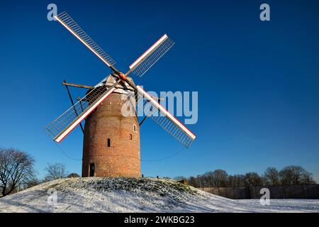 mill Geismuehle in inverno, Germania, Renania settentrionale-Vestfalia, Krefeld Foto Stock