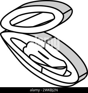 illustrazione vettoriale dell'icona isometrica di cozze shell aperta Illustrazione Vettoriale