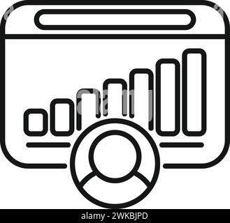 Vettore di contorno dell'icona del grafico del client online. Azioni commerciali. cms dati cliente Illustrazione Vettoriale