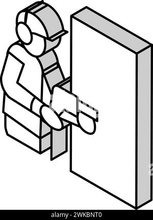 illustrazione vettoriale dell'icona isometrica della parete di perforazione del costruttore Illustrazione Vettoriale