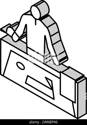 illustrazione vettoriale dell'icona isometrica del lavoratore tecnico Illustrazione Vettoriale