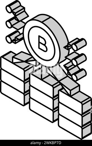 illustrazione vettoriale dell'icona isometrica della criptovaluta di estrazione Illustrazione Vettoriale