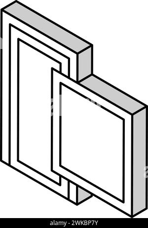 illustrazione vettoriale dell'icona isometrica del finestrino e della portiera Illustrazione Vettoriale