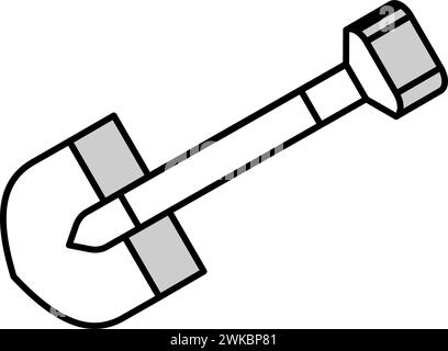 illustrazione vettoriale dell'icona isometrica dell'attrezzo pala Illustrazione Vettoriale