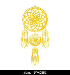 Icona Golden Dream Catcher Illustrazione Vettoriale