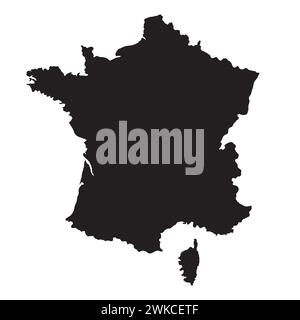 Mappa della Francia. Silhouette nera su sfondo bianco. Illustrazione vettoriale. Illustrazione Vettoriale