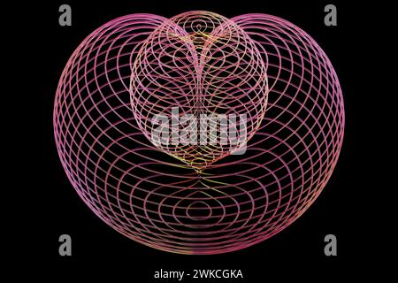 Abstract rainbow neon incandescente linee di attraversamento pattern. Sfondo scuro di luci al neon colorate luce incandescente forme. Foto Stock