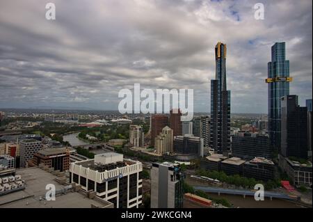 Skyline di Melbourne dal 35° piano Foto Stock