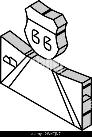 illustrazione vettoriale dell'icona isometrica highway 66 Illustrazione Vettoriale