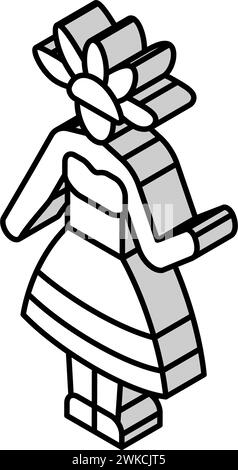 illustrazione vettoriale icona isometrica fiesta woman Illustrazione Vettoriale