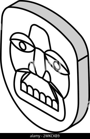 mascherare l'illustrazione vettoriale dell'icona isometrica antica Illustrazione Vettoriale