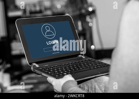 Schermo del tablet che visualizza un concetto di accesso Foto Stock