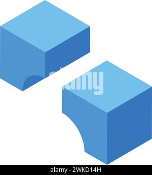 Icona del giocattolo per bambini della torre vettore isometrico. Due parti. Costruzione di bambini Illustrazione Vettoriale