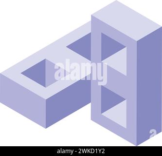 Icona dei blocchi giocattolo vettore isometrico. Costruzione di bambini. Torre di gioco in mattoni Illustrazione Vettoriale