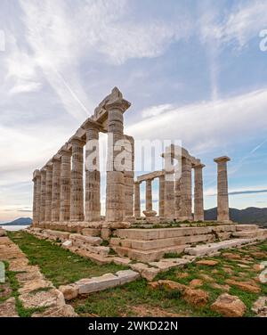 Antico tempio di Poseidone, Capo Sunio, Grecia Foto Stock