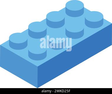 Vettore isometrico dell'icona del blocco di plastica. Struttura del giocattolo. Bambini che giocano Illustrazione Vettoriale