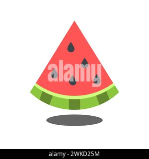 icona illustrazione artistica simbolo logo carta da parati con anguria tagliata a fette Illustrazione Vettoriale