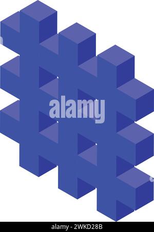 Icona blu della rete giocattolo vettore isometrico. Costruzione di bambini. Gioco di plastica blu Illustrazione Vettoriale