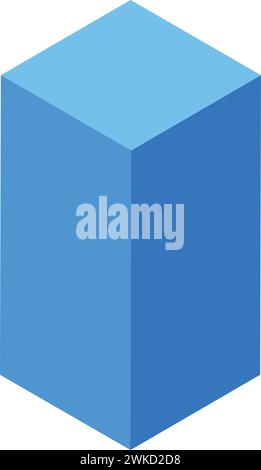 Icona blu del giocattolo con blocco isometrico. Gioco. Creazione di personaggi felici Illustrazione Vettoriale