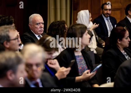 L'AIA - Riyad al-Maliki, ministro degli affari esteri dell'Autorità palestinese, è presente in udienza durante un'audizione presso la Corte internazionale di giustizia (ICJ) sulle conseguenze giuridiche dell'occupazione israeliana dei territori palestinesi. Diversi paesi hanno voce in capitolo durante le audizioni. ANP ROBIN VAN LONHUIJSEN netherlands Out - belgio Out Foto Stock