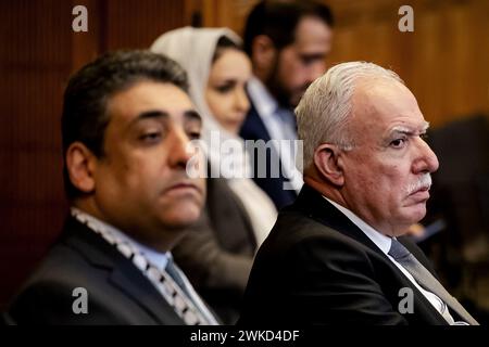 L'AIA - Riyad al-Maliki, ministro degli affari esteri dell'Autorità palestinese, è presente in udienza durante un'audizione presso la Corte internazionale di giustizia (ICJ) sulle conseguenze giuridiche dell'occupazione israeliana dei territori palestinesi. Diversi paesi hanno voce in capitolo durante le audizioni. ANP ROBIN VAN LONHUIJSEN netherlands Out - belgio Out Foto Stock