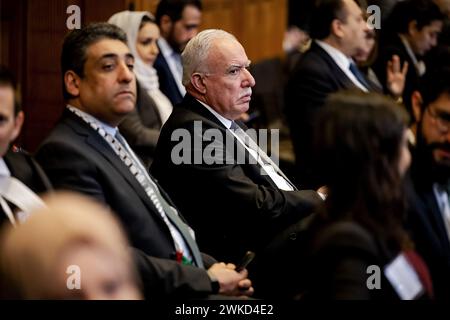 L'AIA - Riyad al-Maliki, ministro degli affari esteri dell'Autorità palestinese, è presente in udienza durante un'audizione presso la Corte internazionale di giustizia (ICJ) sulle conseguenze giuridiche dell'occupazione israeliana dei territori palestinesi. Diversi paesi hanno voce in capitolo durante le audizioni. ANP ROBIN VAN LONHUIJSEN netherlands Out - belgio Out Foto Stock