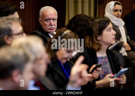 L'AIA - Riyad al-Maliki, ministro degli affari esteri dell'Autorità palestinese, è presente in udienza durante un'audizione presso la Corte internazionale di giustizia (ICJ) sulle conseguenze giuridiche dell'occupazione israeliana dei territori palestinesi. Diversi paesi hanno voce in capitolo durante le audizioni. ANP ROBIN VAN LONHUIJSEN netherlands Out - belgio Out Foto Stock