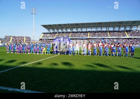 Empoli, Italia. 18 febbraio 2024. Foto Marco Bucco/LaPresse 18 febbraio 2024 - Empoli (FI), Italia Sport, calcio Empoli vs Fiorentina - Campionato italiano di calcio serie A TIM 2023/2024 - Stadio Castellani (FI). Nella foto: arco allineamento foto Marco Bucco/LaPresse 18 febbraio 2024 - Empoli (FI), Italia Sport, calcio Empoli vs Fiorentina - Campionato Italiano di calcio serie A 2023/2024 - Stadio Castellani (FI). Nella foto: Credito: LaPresse/Alamy Live News Foto Stock