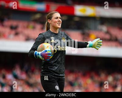 Londra, Inghilterra, 17 febbraio 2024: Mary Earps (27) portiere del Manchester United Warming Up (Jayde Chamberlain/ SPP) Foto Stock