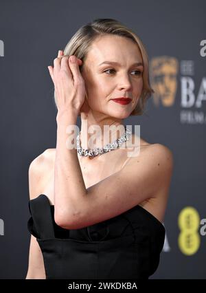 Londra, Regno Unito. 18 febbraio 2024. Carey Mulligan arriva agli EE BAFTA Film Awards 2024, Royal Festival Hall. Crediti: Doug Peters/EMPICS/Alamy Live Foto Stock