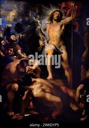 La Resurrezione di Cristo 1612 di Peter Paul Rubens (1577-1640), la Cattedrale di nostra Signora - Onze-lieve-Vrouwekathedraal, Anversa, Belgio. ( 1352 costruzione terminata nel 1521) Gotico . La risurrezione di Gesù, nucleo della fede cristiana, memoriale per i defunti perché raffigura che l'amore eterno di Dio è inarrestabile e trionfa sulla morte. Foto Stock