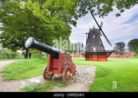 Cannon nelle fortezze di Kastellet a Copenaghen, Danimarca Foto Stock