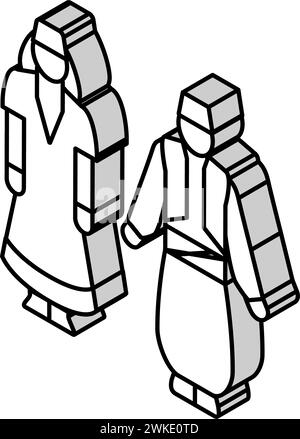 illustrazione vettoriale dell'icona isometrica dei vestiti nazionali della turchia Illustrazione Vettoriale