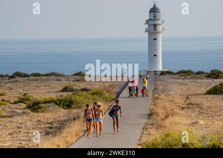 Faro de Cabo de Berbería, Formentera, isole Baleari, Spagna. Foto Stock