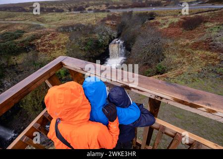 Mirador, un Cailc, Diatomita, minería, Trotternish, altopiani, Escocia, Reino Unido. Foto Stock