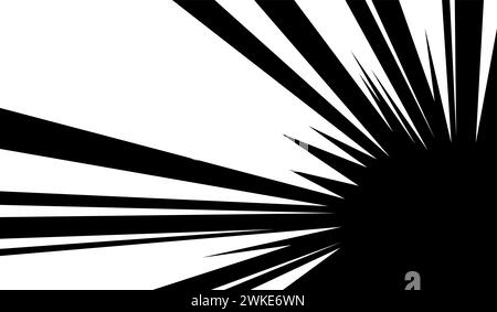 Elemento di sfondo vettore fumetto manga effetto linea velocità. illustrazione del cartone animato del movimento di esplosione radiale. Adatto per libri, riviste, poster Illustrazione Vettoriale