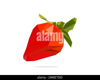 Elemento vettoriale poligonale del frutto. Stile illustrativo a triangolo in poliestere basso Strawberry. Grafica icona del design Illustrazione Vettoriale